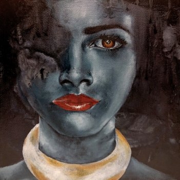 Silence turns Black into Blue by D. Lammie-Hanson | Acrylic/Oil on Canvas Silence turns Black into Blue